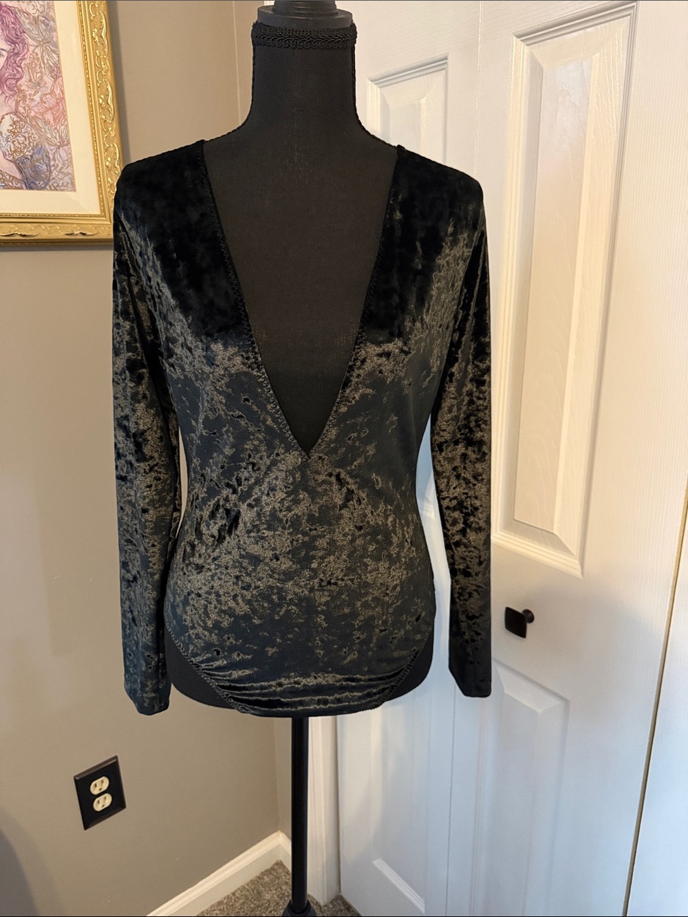 Victoria’s Secret Crushed Velvet Plunge Front Bodysuit